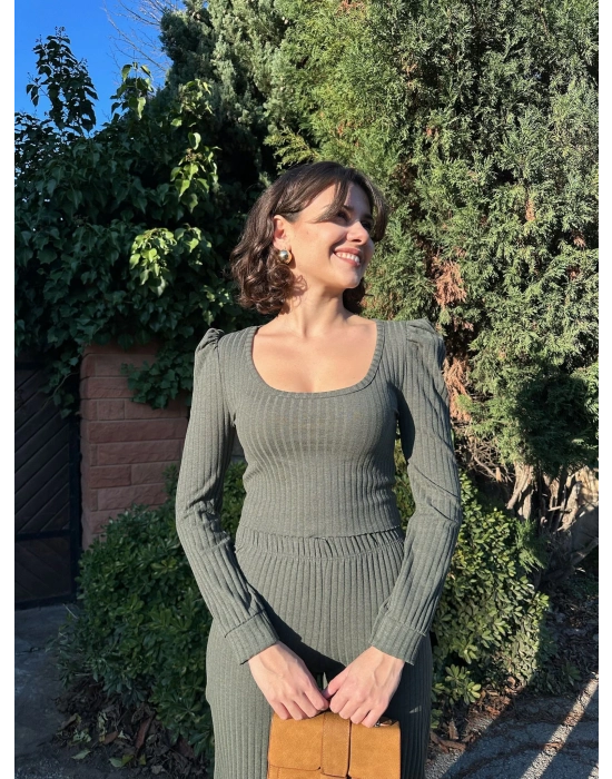 Fitilli prenses kol alt üst takım haki