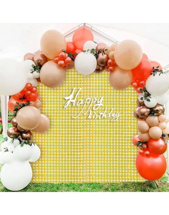 Ekstra Metalize Altın Renk Disko Dikdörtgen Kesim Kapı Perdesi Dekorasyon 1x2 Metre