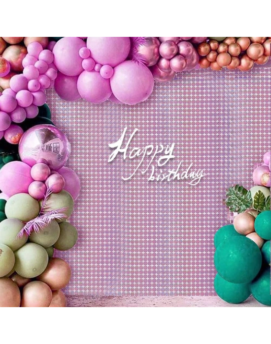 Ekstra Metalize Rose Gold Renk Disko Dikdörtgen Kesim Kapı Perdesi Dekorasyon 1x2 Metre