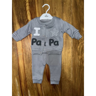 3-12 aylık üçlü kolej ceketli takım gri