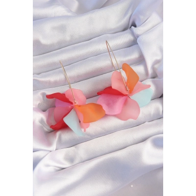 BFS Pirinç Karışık Soft Renkli Flora Küpe