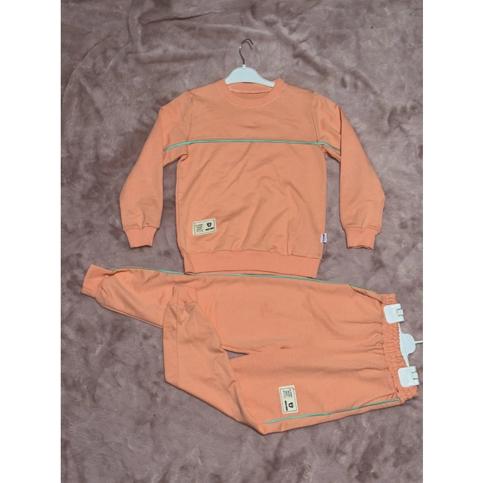 ÇOK SATAN 4-10 yaş kız çocuk pembe Armalı yeşilbiye detaylı alt üst ikili takım