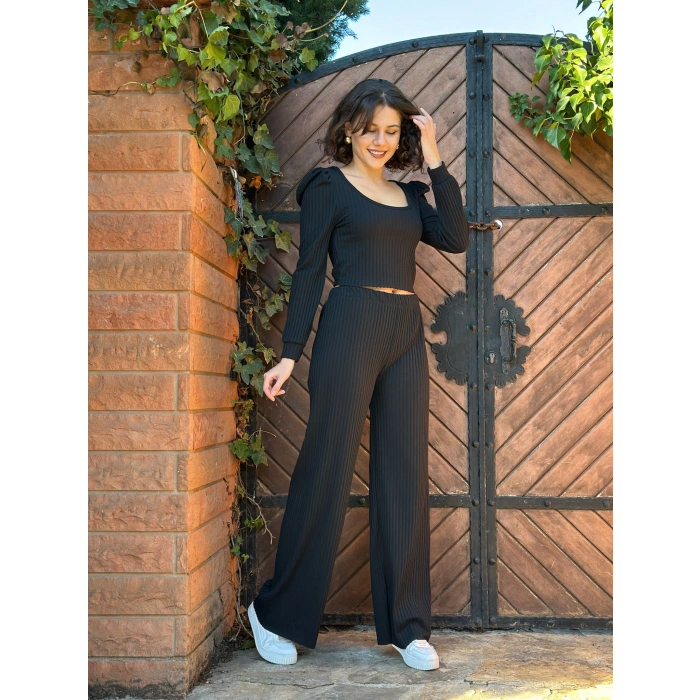 TAVSİYE EDİLEN GÜVENLİ SATICI Fitilli prenses kol alt üst takım siyah