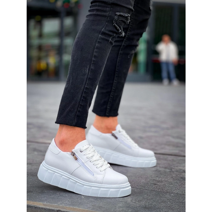 TAVSİYE EDİLEN GÜVENLİ SATICI KB-X155 Kuback Beyaz Cilt Detaylı Beyaz Yüksek Taban Günlük Spor Ayakkabı