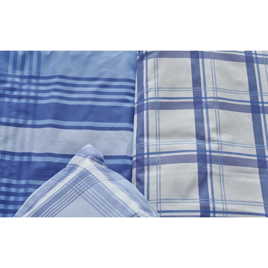 Anka Ernest Mavi Kareli Nevresim Seti