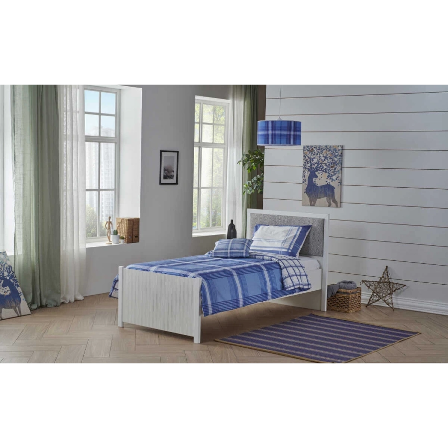 Anka Ernest Mavi Kareli Nevresim Seti