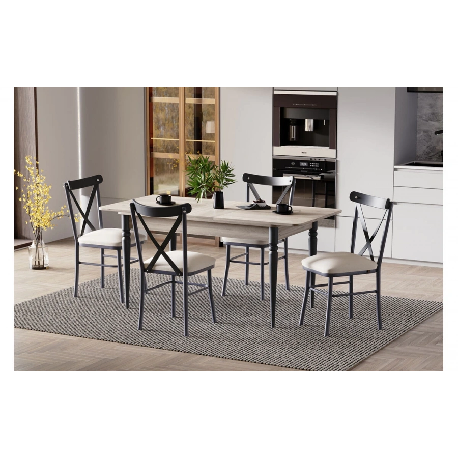 Country Antrasit Mutfak Masası Takımı