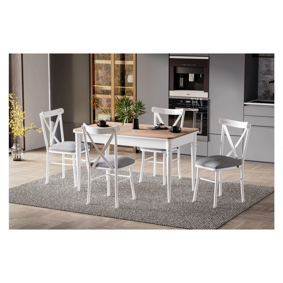 Country Beyaz Mutfak Masası Takımı