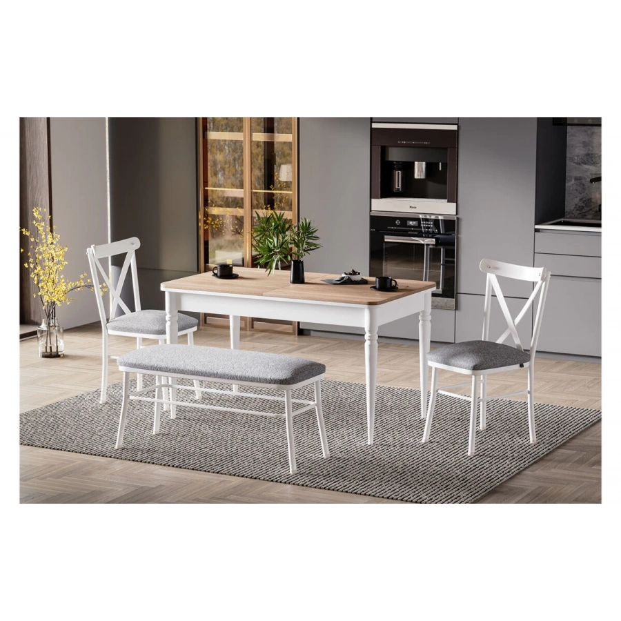 Country Beyaz Mutfak Masası Takımı