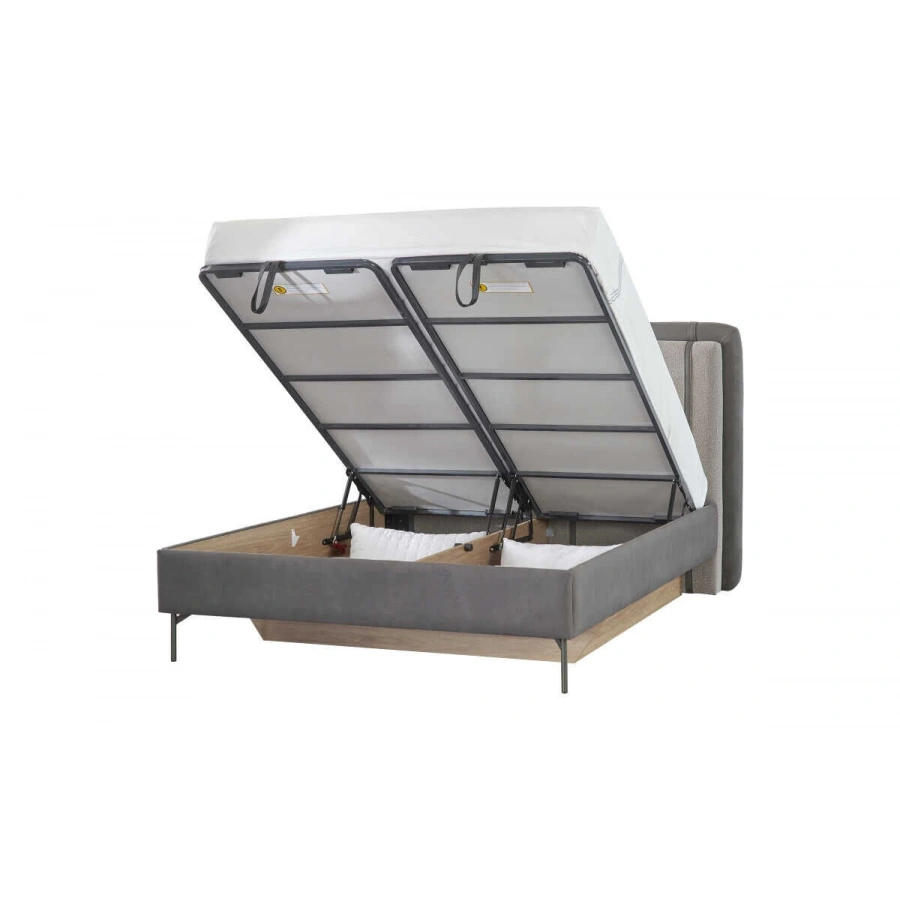 Floyd Döşemeli Bazalı Nubuk Başlıklı Karyola 160x200