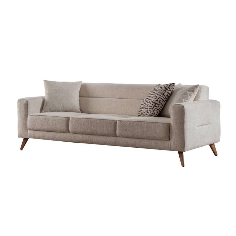 Linda Kırçıllı Krem 3lü Koltuk