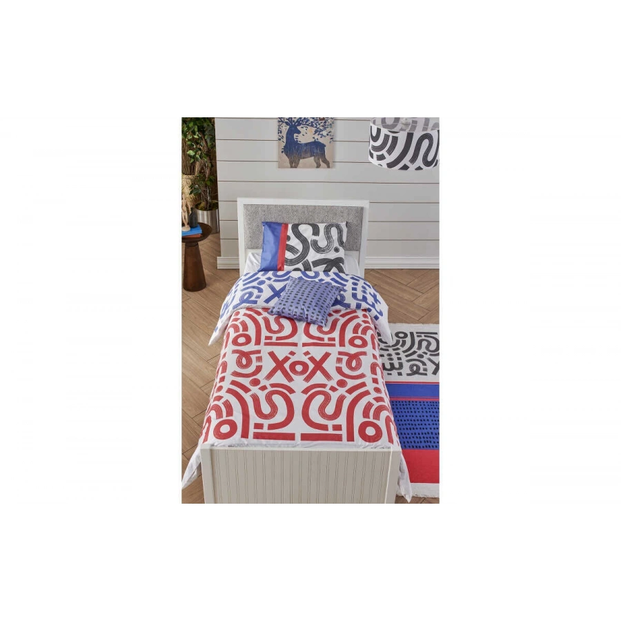 Pantone Lacivert-Kırmızı Nevresim Seti