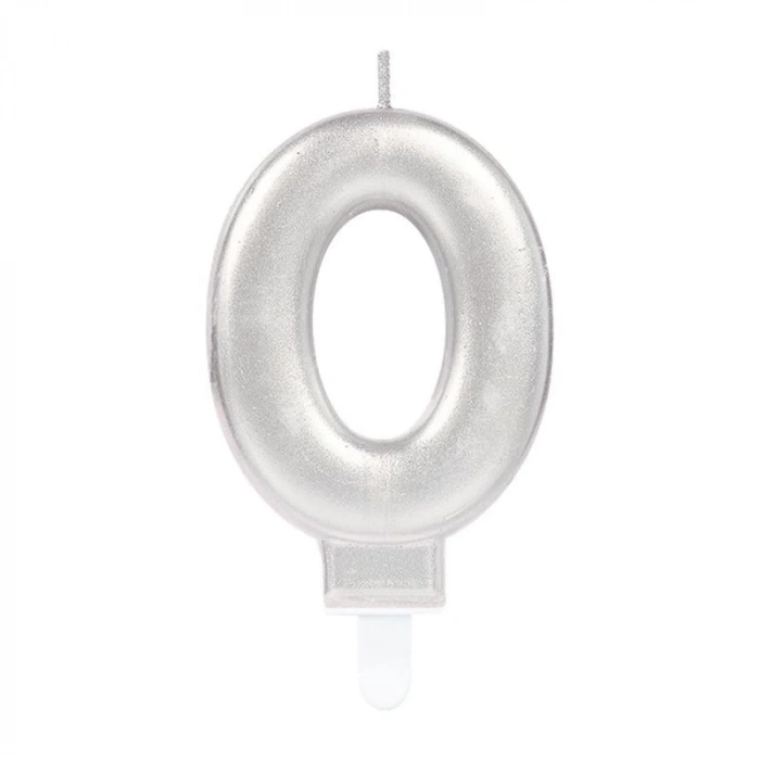 HEYF 0 Rakam Mum Gümüş Renk