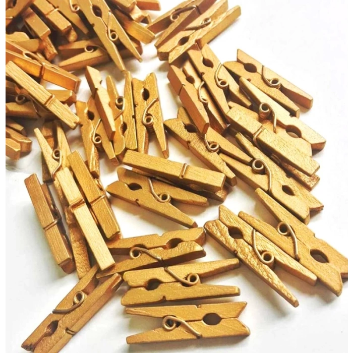 HEYF 100lü Gold Ahşap Mandal 2.5cm (10lu Paket-1000 Adet)