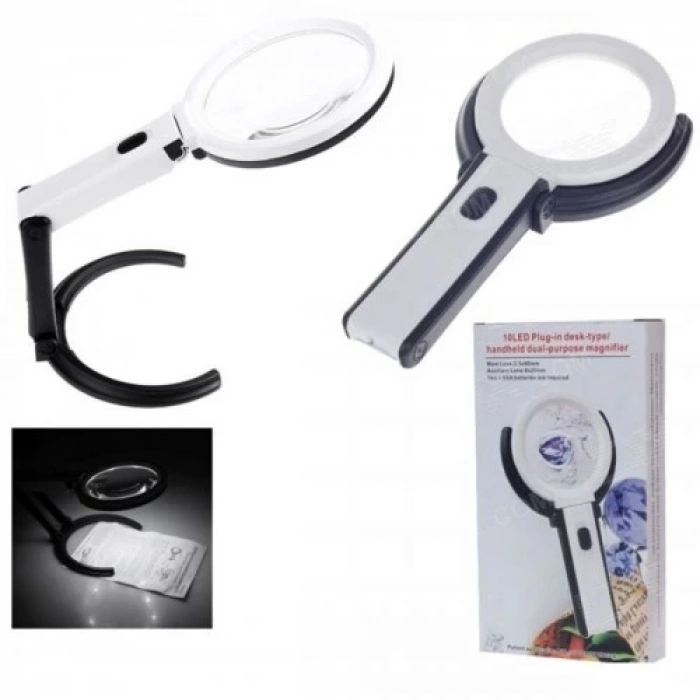 HEYF 2x5x120mm   10 Ledli  Masaüstü Büyüteç