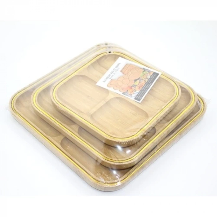 3lü Ahşap Kahvaltı Çerez Ve Meyve Sunum Tabağı