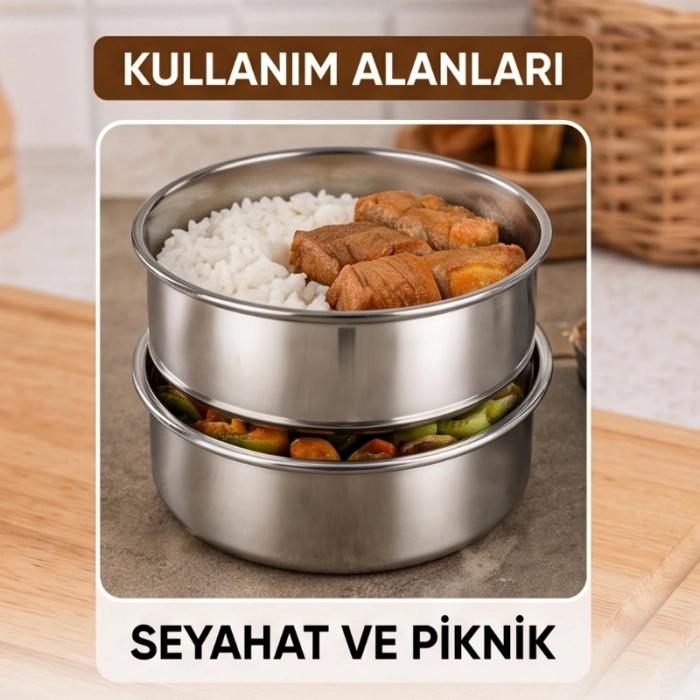 3lü Metal Sefer Tası - Paslanmaz Çelik - 16 cm