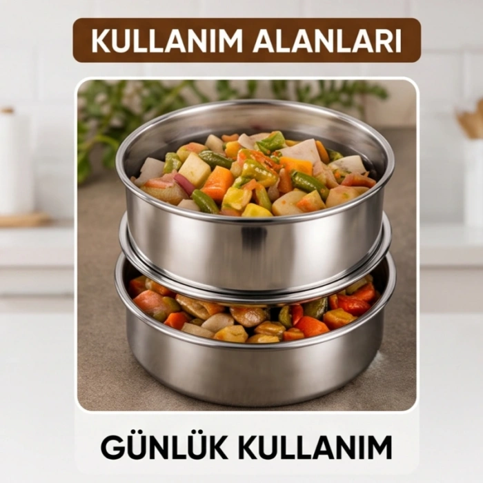 3lü Metal Sefer Tası - Paslanmaz Çelik - 16 cm