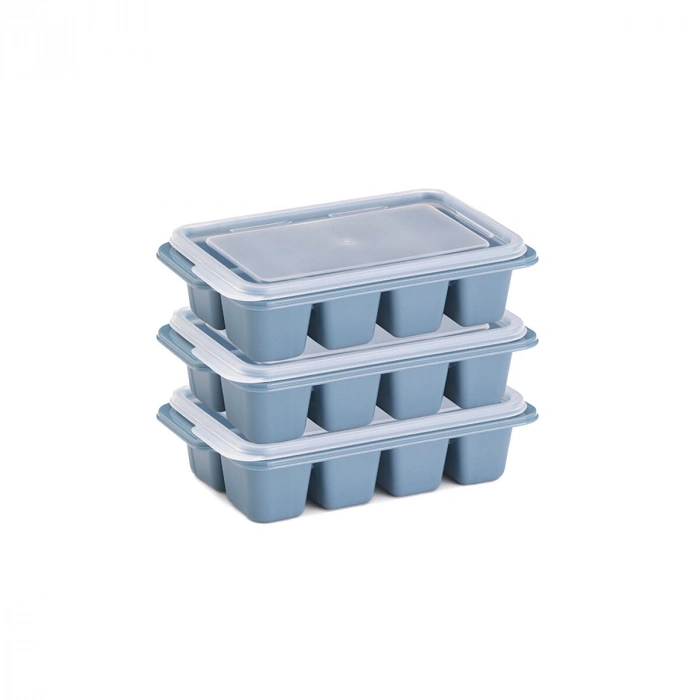 3lü Mini Buz Kalıbı - Küp Şekilli - Kapaklı - Plastik