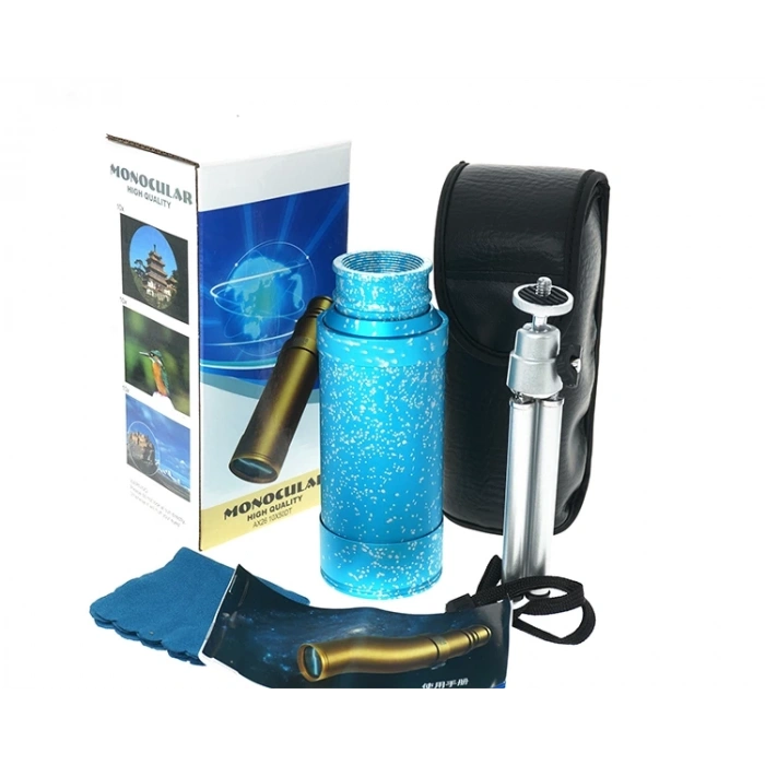 HEYF 50x50 Panda Metal Gövde Tek Gözle Büyük Mercek Korsan Dürbün Mavi