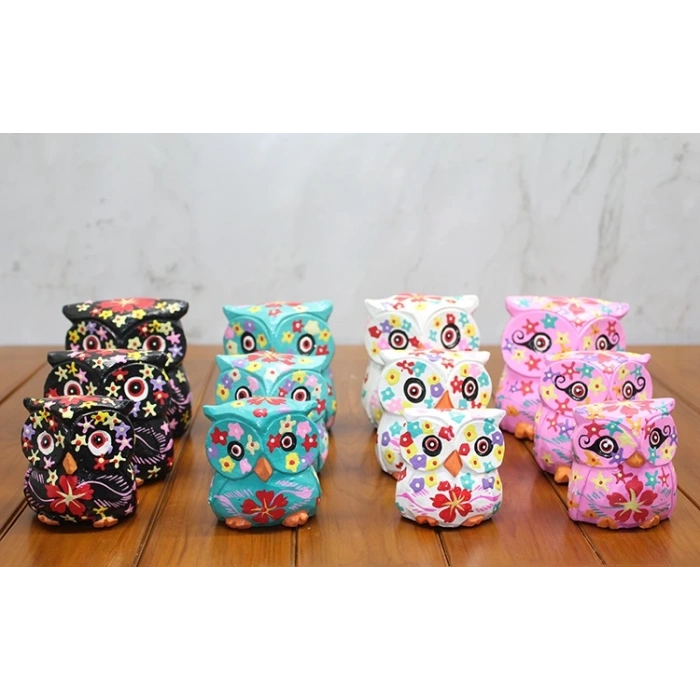 HEYF Ahşap 3lü Baykuş Seti Polos:3