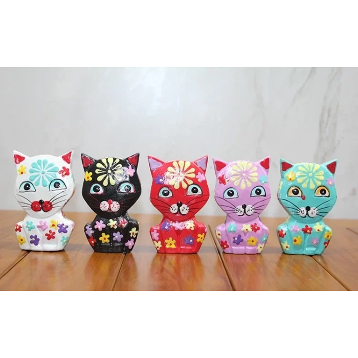 Ahşap 5li Kedi Seti Polos:5