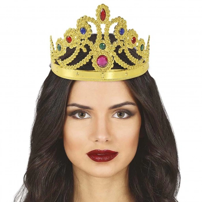 HEYF Altın Renk Plastik Prenses Tacı Kraliçe Tacı 60 Cm
