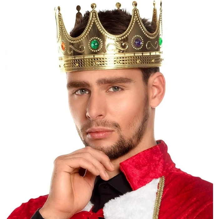 HEYF Altın Renk Yetişkin Çocuk Uyumlu Kral Tacı 60 Cm