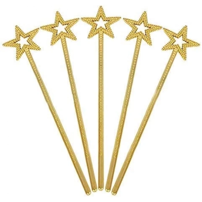 HEYF Altın Renk Yıldız Peri Asası Peri Değneği 34 Cm 1 Adet
