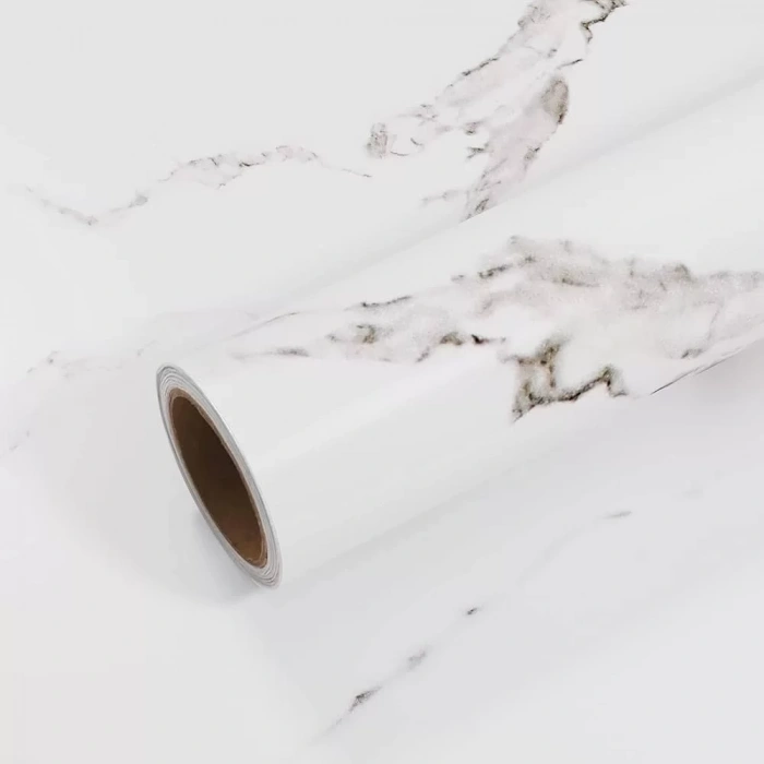 Beyaz Mermer Desenli Yapışkanlı Kaplama Kağıdı  Büyük Boy 5 Metre