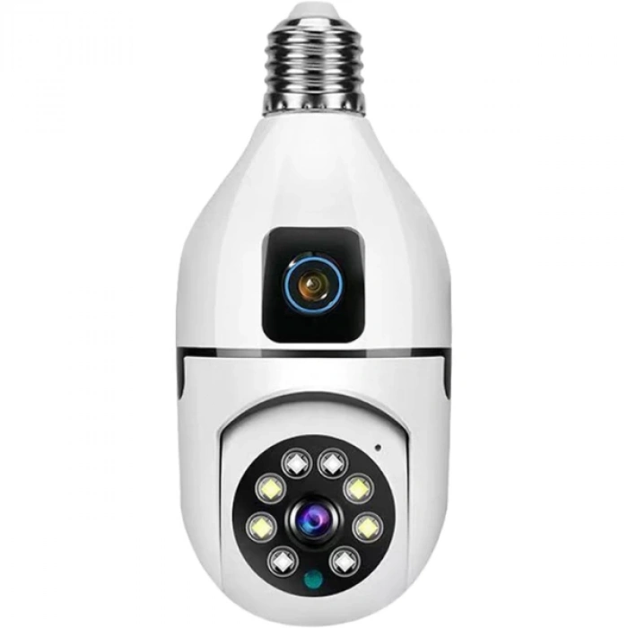 Çift Lensli Duy Girişli Kablosuz Ampul Kamera