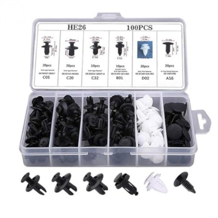 Çok Amaçlı Plastik Bağlantı Klipsi Seti 100 Parça