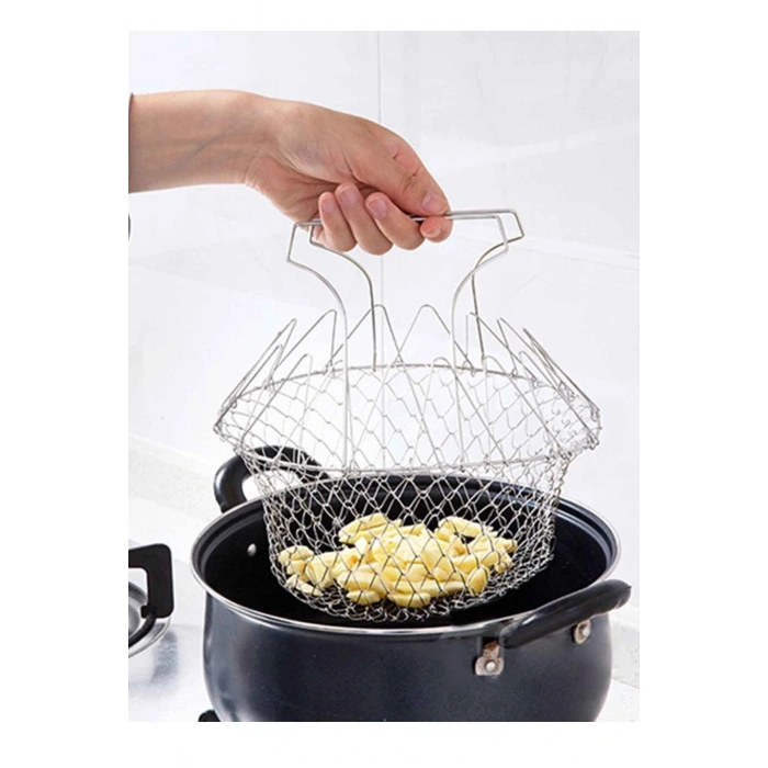 Çok Fonksiyonlu Pratik Süzgeç Katlanır - Kızartma Haşlama Aparatı -chef Basket