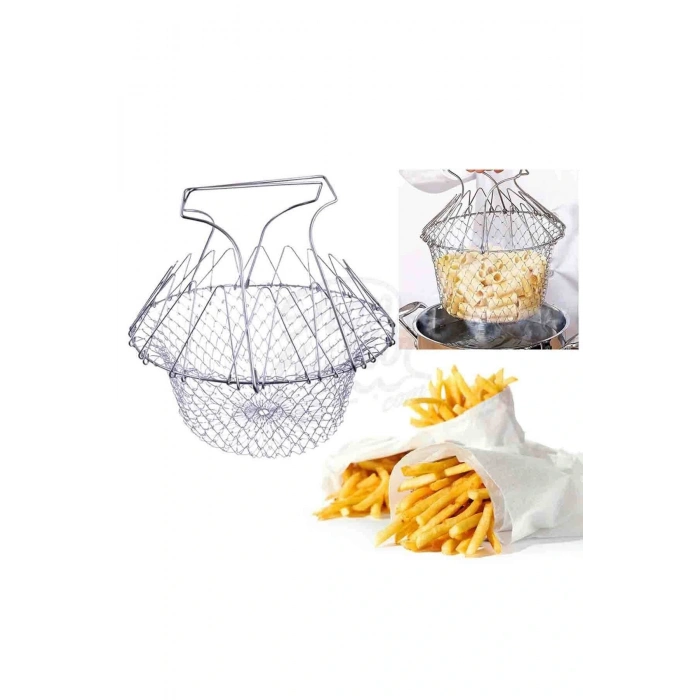 Çok Fonksiyonlu Pratik Süzgeç Katlanır - Kızartma Haşlama Aparatı -chef Basket