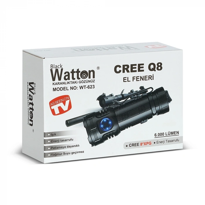 Cree Q8- XQg 8+1 Led Şarjlı El Feneri Wt-623
