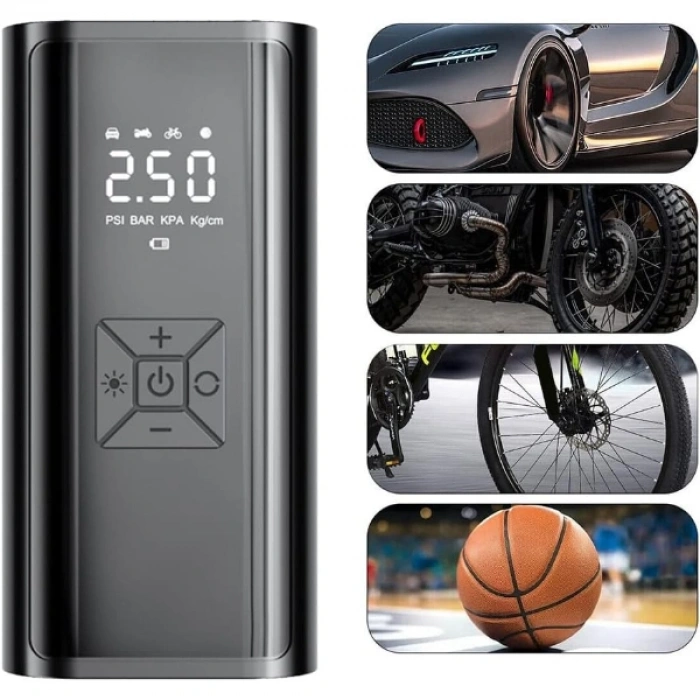 Dijital Ekranlı Şarjlı Taşınabilir Araç Hava Kompresörü