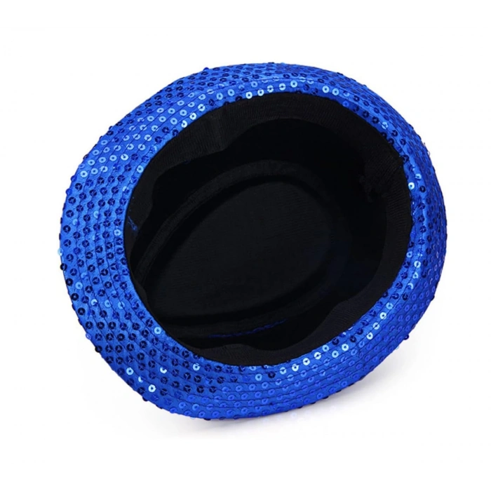 Disko Star Mavi Payetli Fötr Şapka Yetişkin Boy