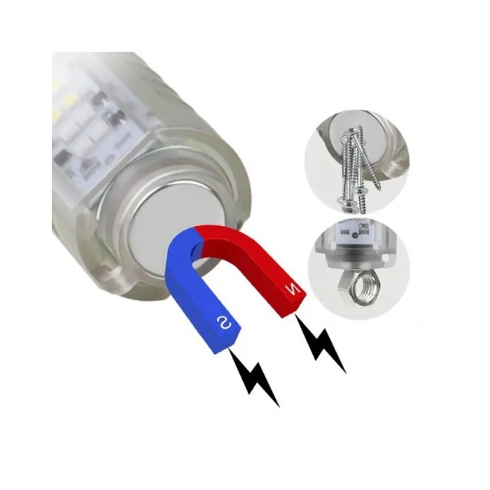 El Feneri 8 Mod Şarjlı Fosforlu Mıknatıslı Led El Feneri