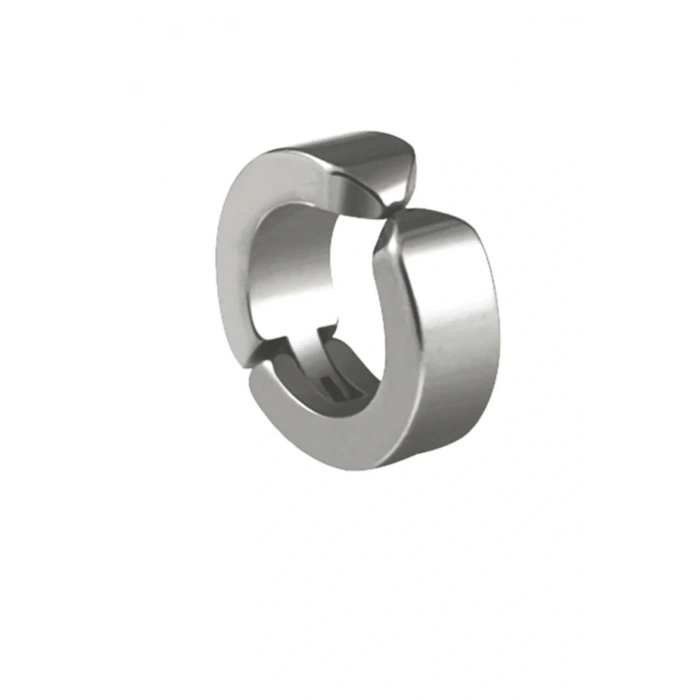 Erkek Küpesi - 1 Adet Çelik Kıstırmalı Küpe Paslanmaz Atmaz Çelik Gümüş Renk Küpe