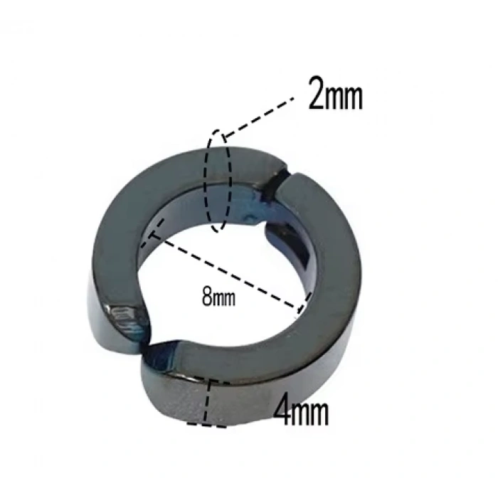 Erkek Küpesi - 2 Adet Siyah Çelik Kıstırmalı Küpe Paslanmaz Atmaz Çelik Siyah Küpe