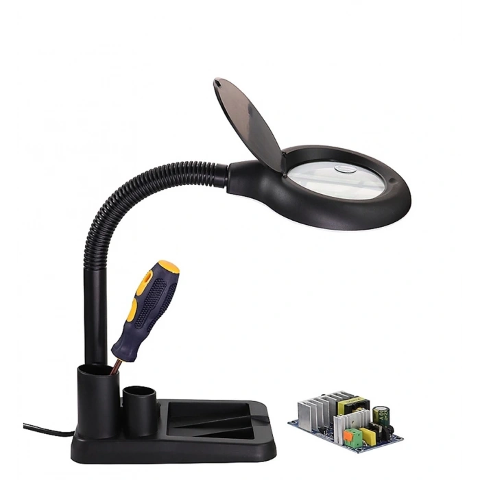 HEYF Esnek 5x /10x,40 Led Işıklı Büyüteç ,lamba  Büyüteç Okuma, Çalışma Lehim Masa Lambası A808