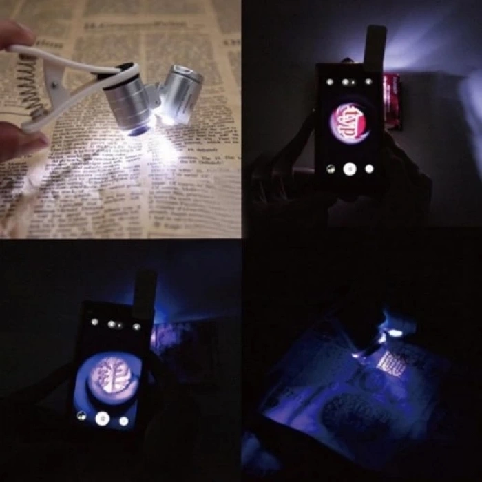 HEYF Evrensel Led Işıklı Mini Cep Mikroskobu, Tüm Kameralı Telefonlar Için No:9882w