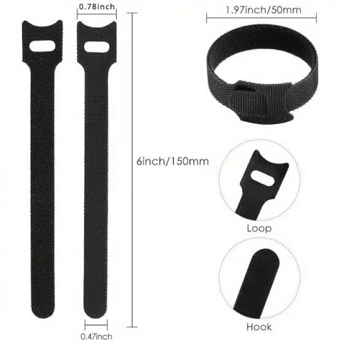 HEYF 10lu Cırt Cırtlı Kablo Düzenleyici Seti - 15cm