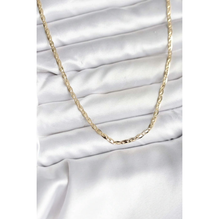 HEYF 14K Gold Renk Kaplama Ezme Zincir Model CM Kadın Kolye