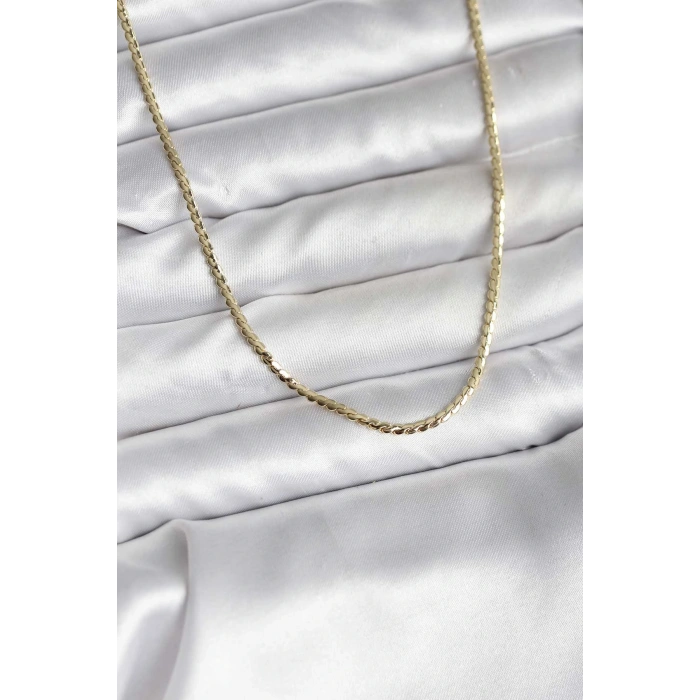 HEYF 14K Gold Renk Kaplama Ezme Zincir Model CM Kadın Kolye