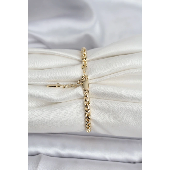 HEYF 14K Gold Renk Kaplama Zincir Model Kadın CM Bileklik