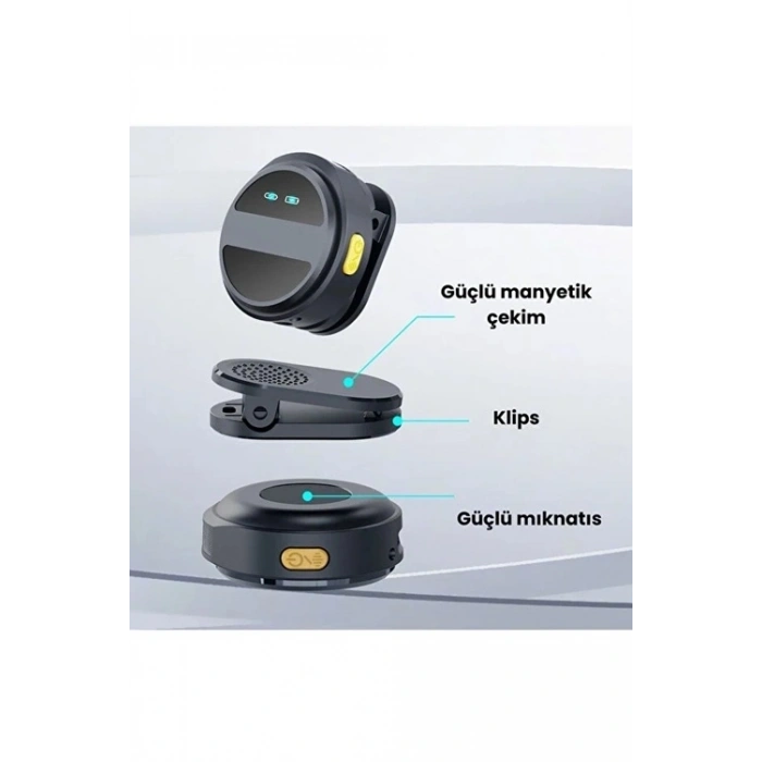 HEYF 2 Adet Profesyonel Kablosuz Yaka Mikrofonu Typce Uyumlu Manyetik Klipsli