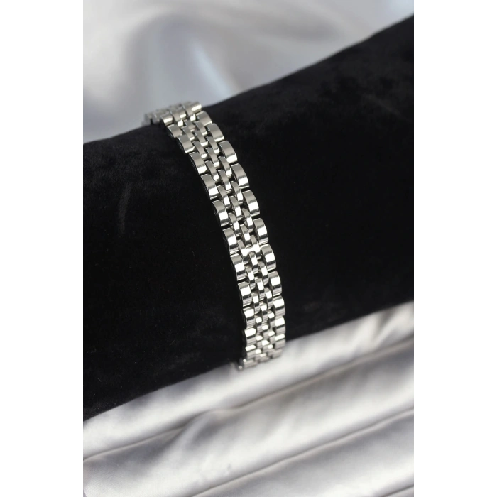 HEYF 316L Çelik 9 mm Kalınlıkta Gümüş Renkli Erkek Bileklik