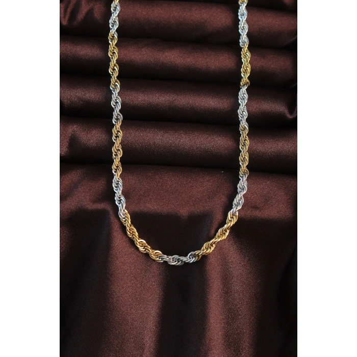 HEYF 316L Çelik Çift Renk Burgu Tasarımlı Kolye