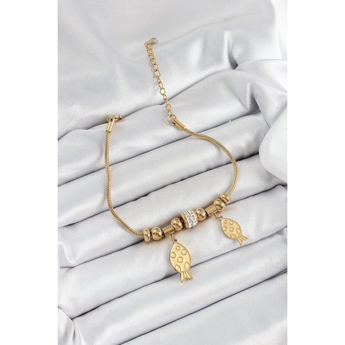 HEYF 316L Çelik Gold Renk Balık Model Kadın Bileklik